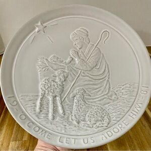 Frankoma Vintage 1981 O’ Come Let Us Adore Him Christmas Pottery Nativity Plate